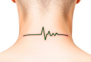 A heartbeat line forming the outline of a heartbeat monitor screen, with green, representing medical or life-saving connections. tattoo idea