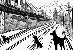 the tracks of four people and one small dog go parallel. one day only the tracks of three people and a dog remain tattoo idea