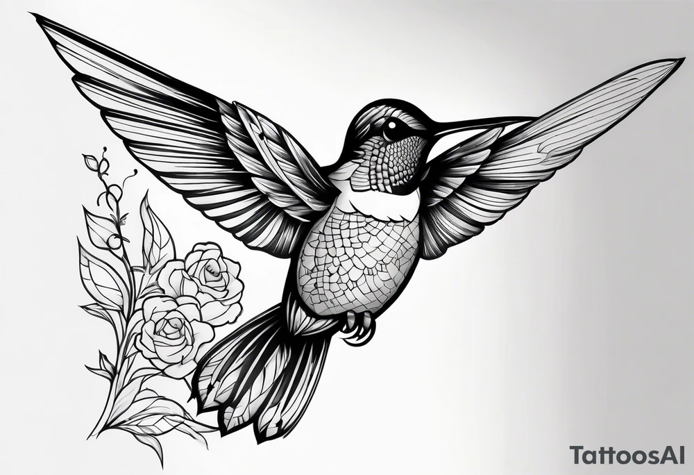 Hummingbird sleeve tattoo idea