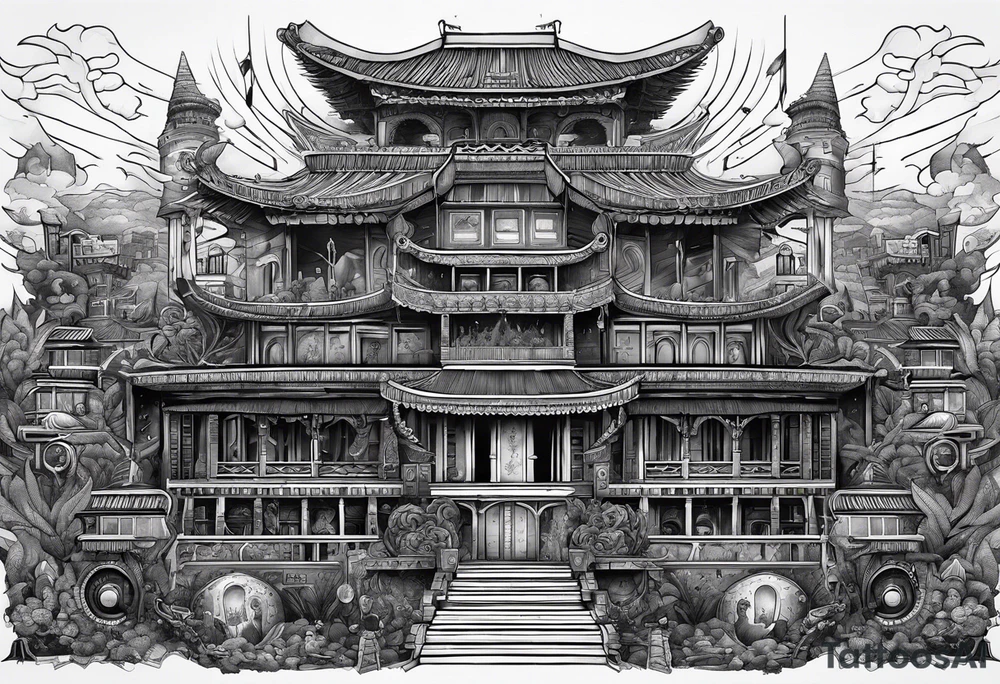 Dystopian couloseum tattoo idea