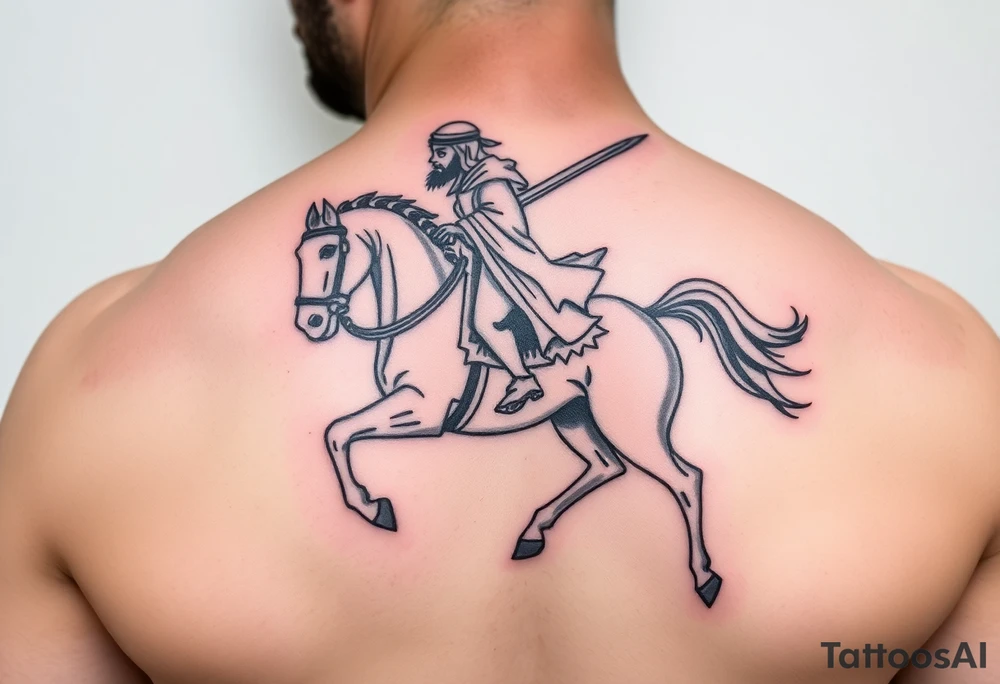 Arabian on a horse with a sword tattoo idea