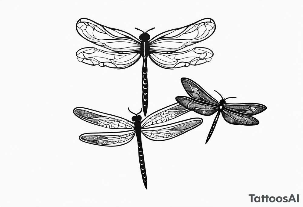 4 dragonflies flying together simple tattoo idea