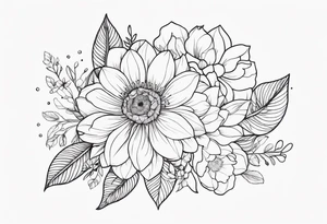fine line whimsical floral design mirrored tattoo idea