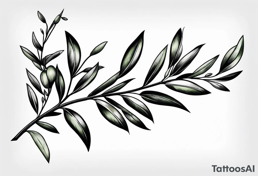 small thin olive branch bicep wrap tattoo idea