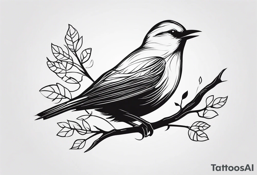 A bird with nest on tree tattoo idea