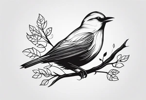 A bird with nest on tree tattoo idea