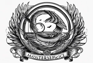 fishing hook with halo and wings tattoo idea
