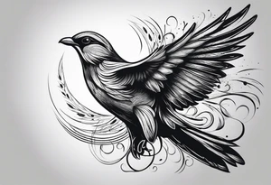 A Soaring bird with the text 1937-2023 underneath it in a simple style tattoo idea