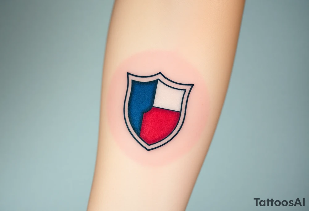 A medieval knight’s shield featuring the Czech flag’s colors, symbolizing strength and heritage tattoo idea