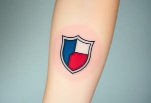 A medieval knight’s shield featuring the Czech flag’s colors, symbolizing strength and heritage tattoo idea
