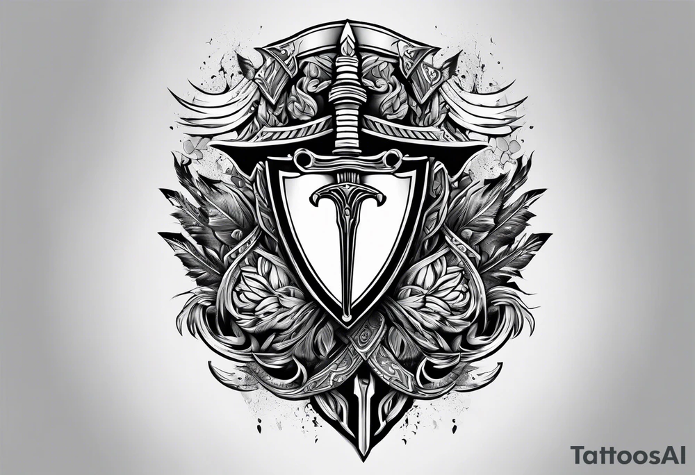 Valhalla steps sword shield axe tattoo idea