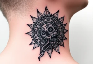 zombie Aztec sun calendar eating 
a zombie gases tattoo idea