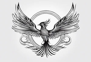 Simple Phoenix with incorporated text “still I rise” tattoo idea