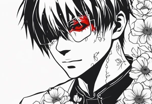 Kaneki from Tokyo ghoul with his flowers surrounding him tattoo idea
