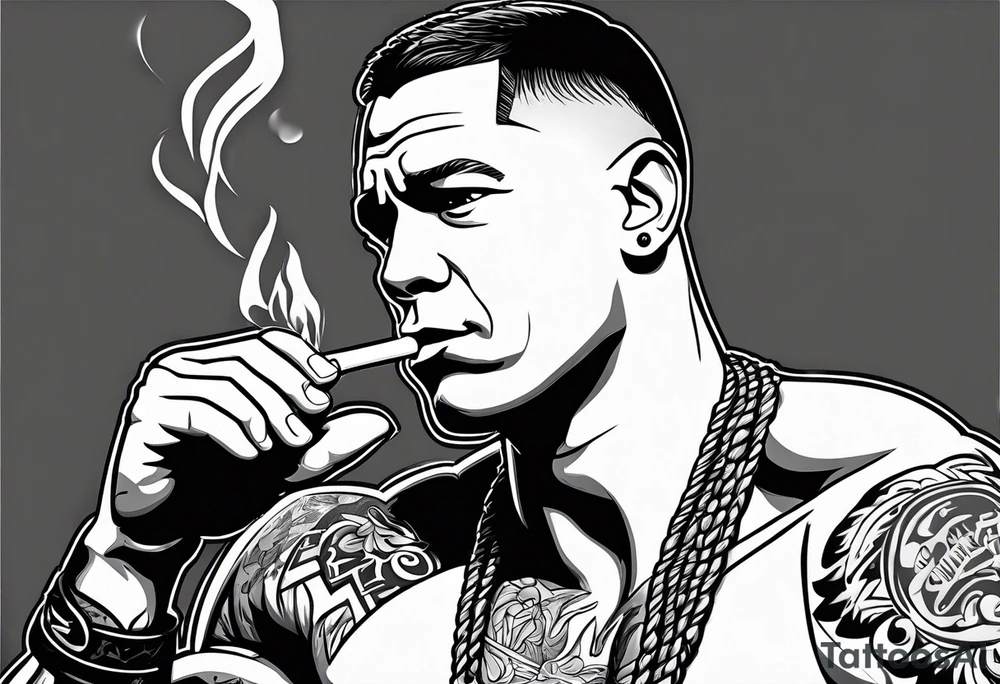 john cena smoking cigarette tattoo idea