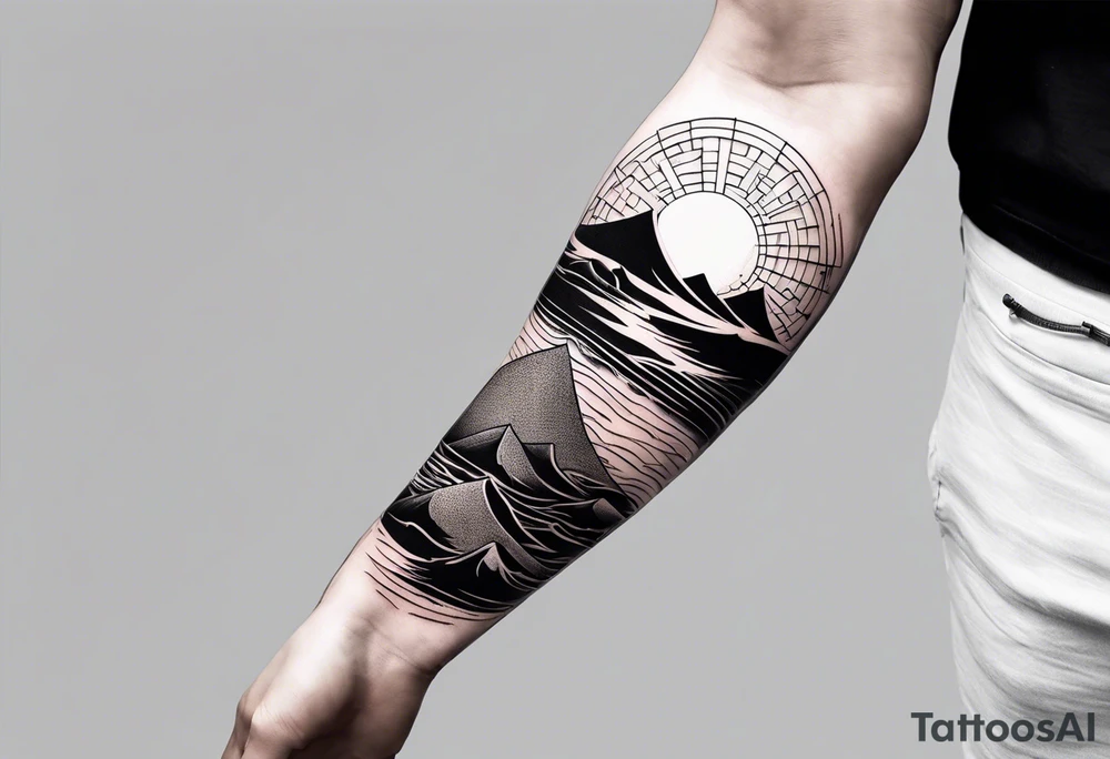 Japanese theme on forearm for men tattoo idea