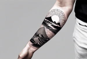 Japanese theme on forearm for men tattoo idea