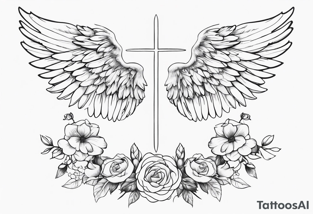angel wings , flowers, gemini back tattoo tattoo idea