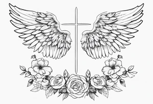 angel wings , flowers, gemini back tattoo tattoo idea