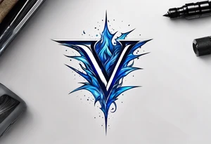 Blue Lightning forming The Letter V tattoo idea