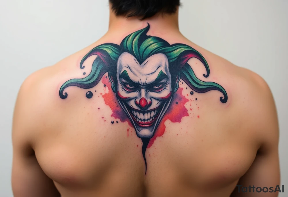 graphic 3d joker design tattoo idea