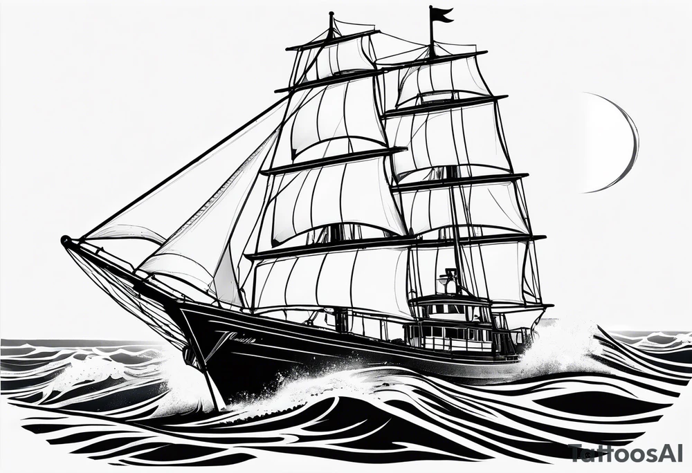 sailboat sail patched in such a way that it resembles a maritime lighthouse. tattoo idea