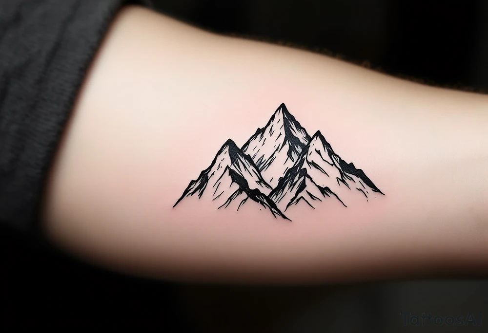 minimalist mountain with two kids
abstract. Kids are two of the four mountains. Parents as mountain behind. tattoo idea