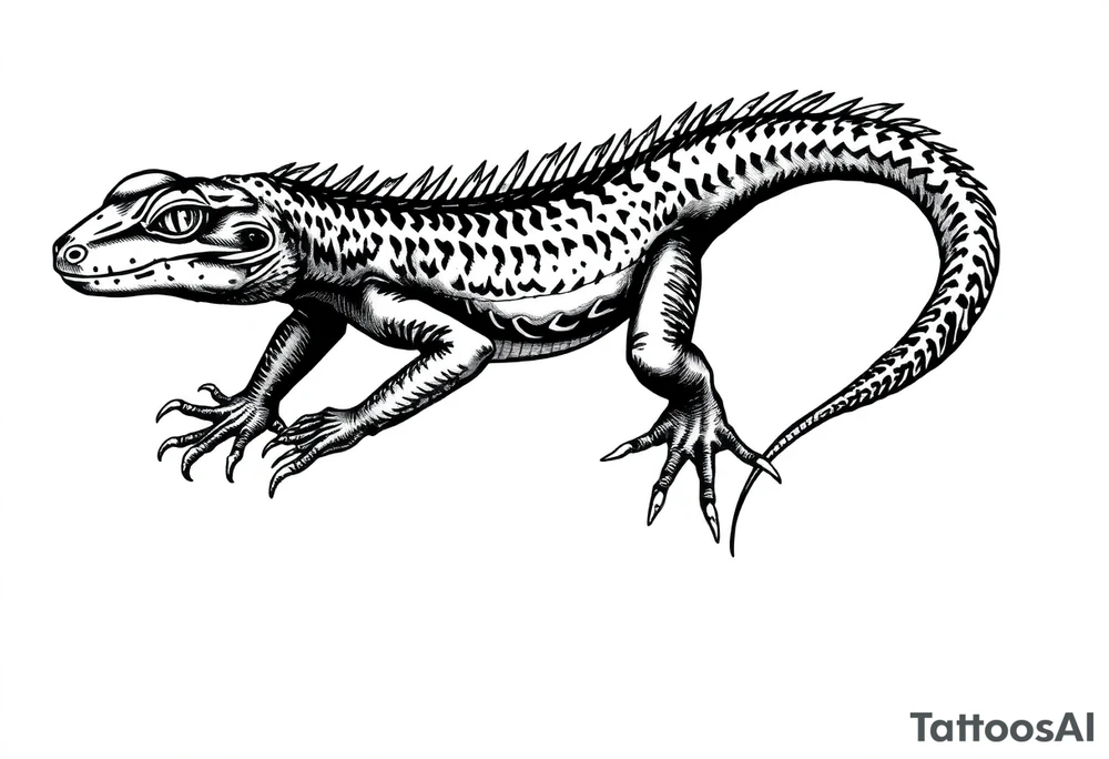 Old school style black lizard tattoo idea
