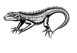 Old school style black lizard tattoo idea