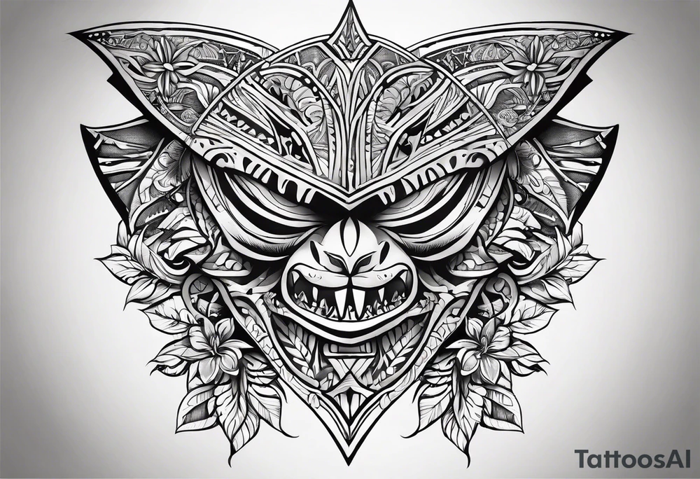 fijian tribal shark teeth patterns and flowers for forearm tattoo idea