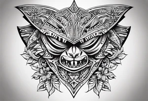 fijian tribal shark teeth patterns and flowers for forearm tattoo idea