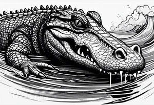 Alligator coming up out of the water tattoo idea