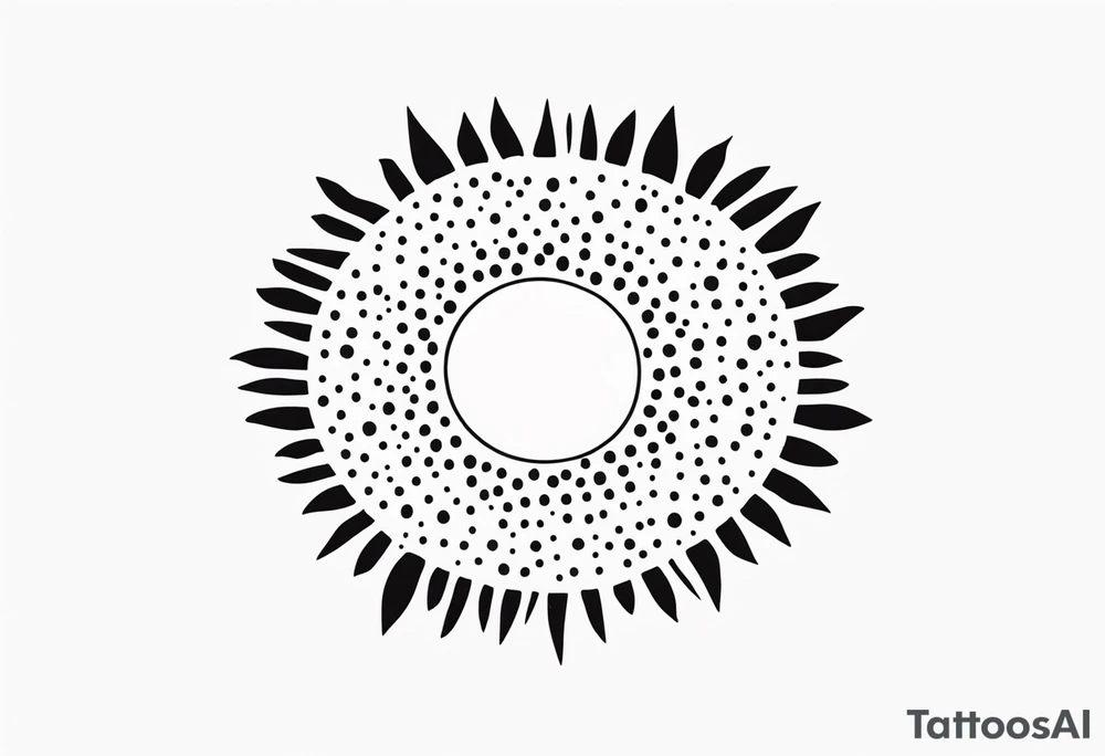 simplistic sun made of black dots tattoo idea
