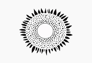 simplistic sun made of black dots tattoo idea