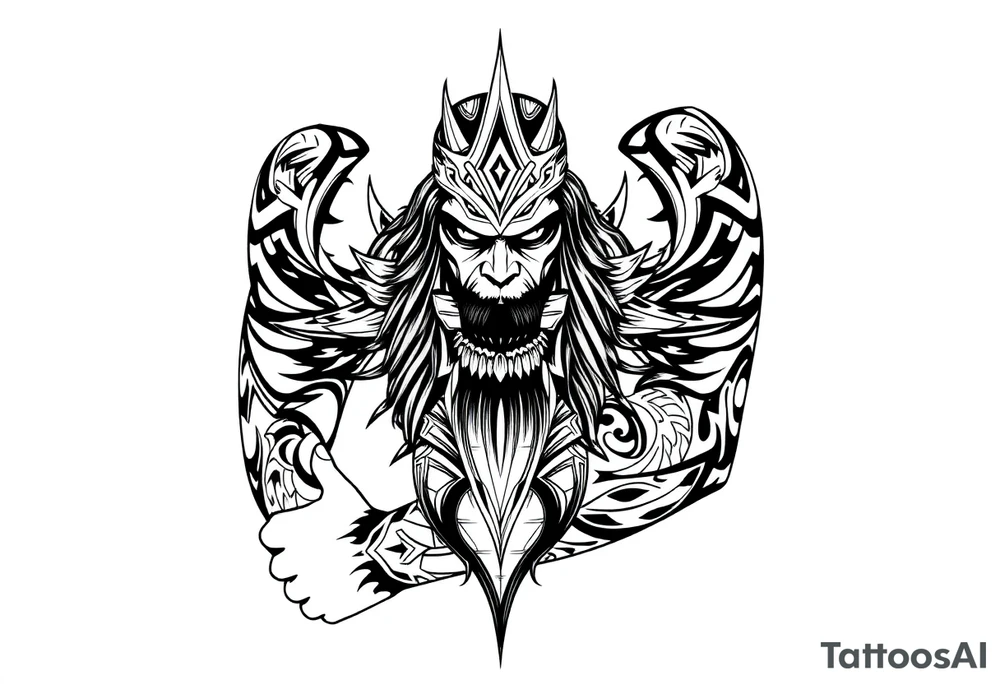 Bray Wyatt the Fiend center piece with tribal surrounding covering up old tattoo tattoo idea