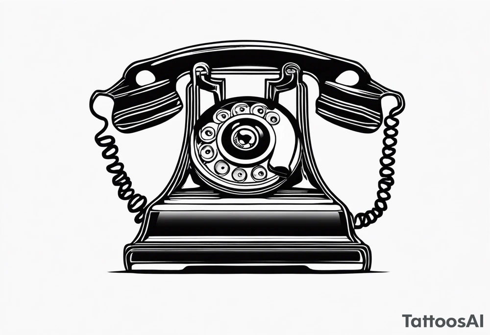 vintage telephone with eyes tattoo idea