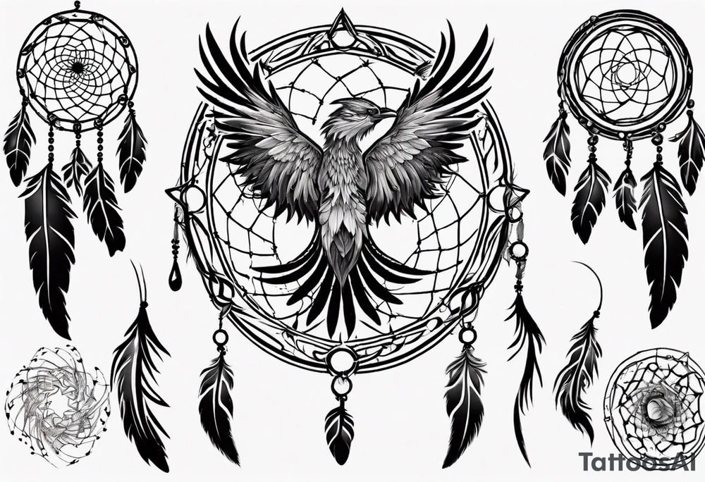 Phoenix swirly dream catcher above tattoo idea