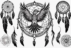 Phoenix swirly dream catcher above tattoo idea