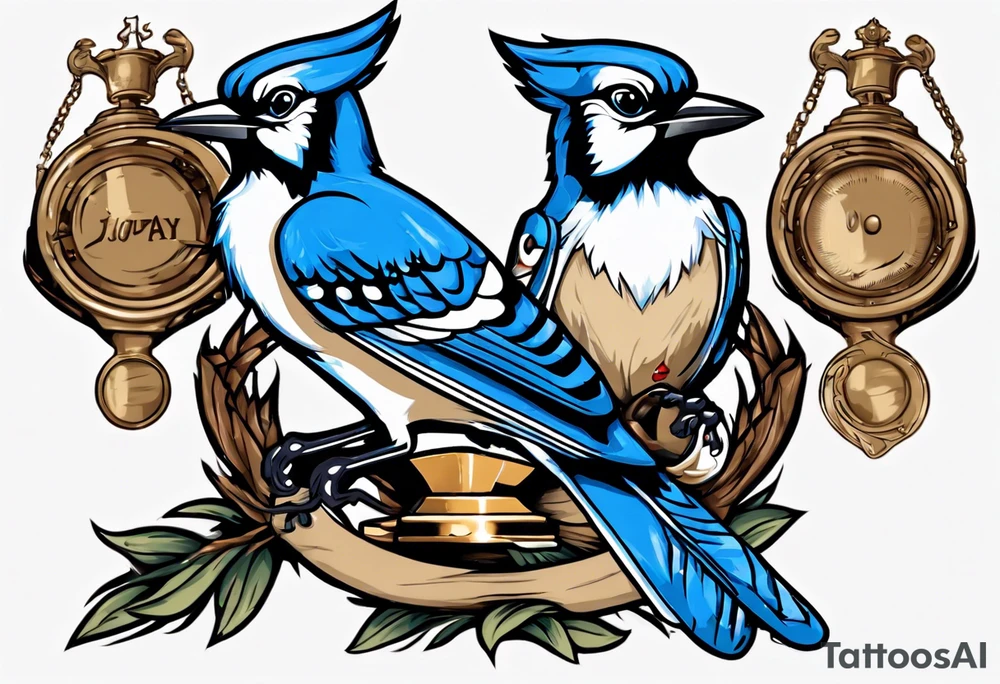 bluejay with trophy tattoo idea