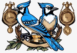 bluejay with trophy tattoo idea