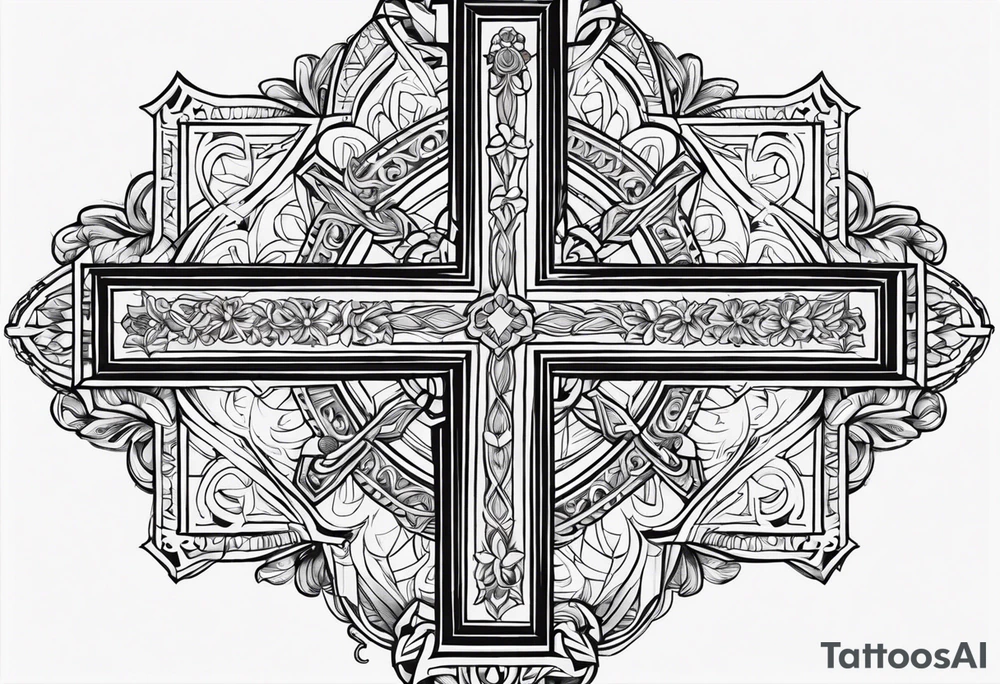 orthodox cross from font minimalism tattoo idea