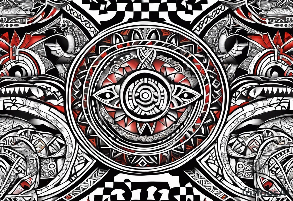 Abstract tribal ta moko Style. Croatian checker and Northern Ireland giants causeway tattoo idea