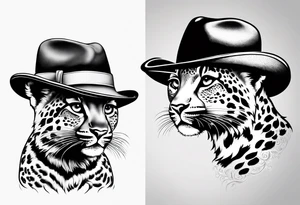 baby leopard walking with a hat tattoo idea