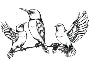 Mom bird and three birds tattoo idea