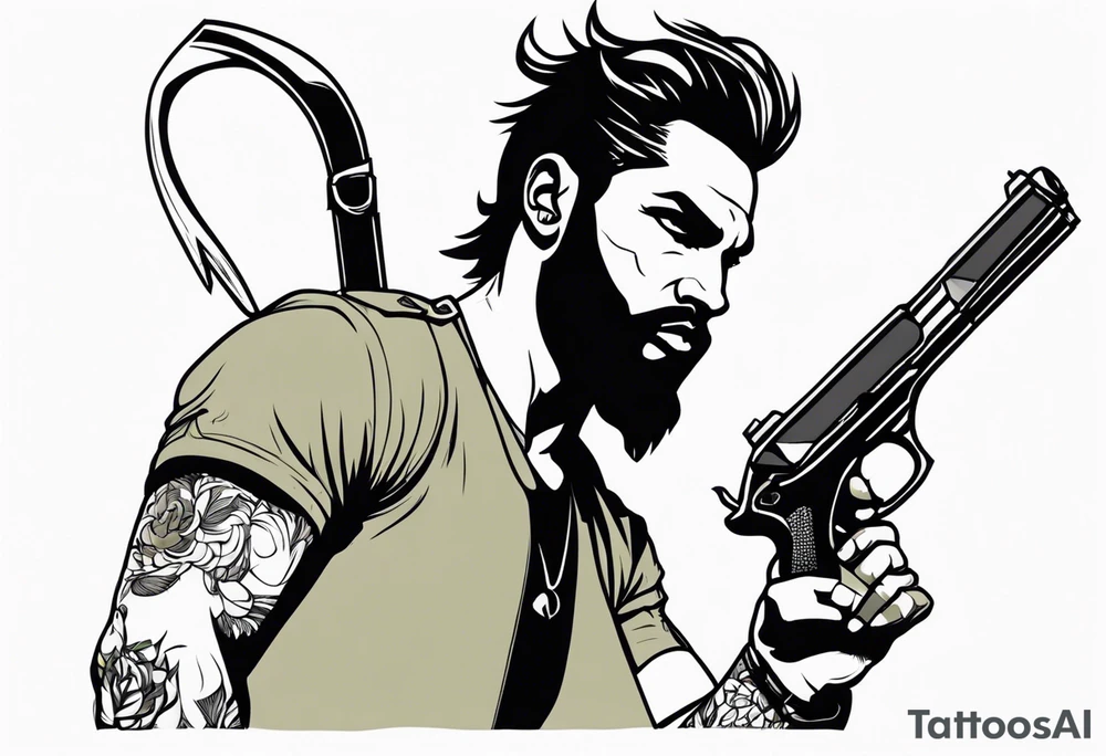 capricorn man with gun tattoo idea