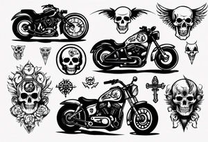 Motorcycle and skeletoj tattoo idea