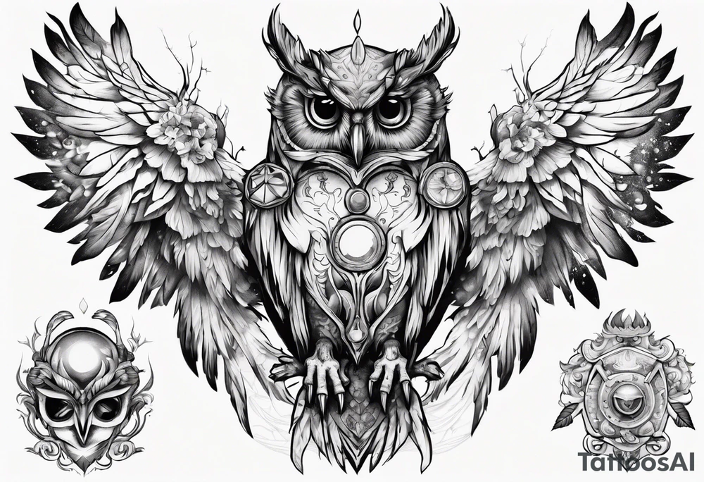 The Demon Owl Stolas, a Prince of Hell who is obsessed with gems, knowledge of astrology and poisonous plants. tattoo idea