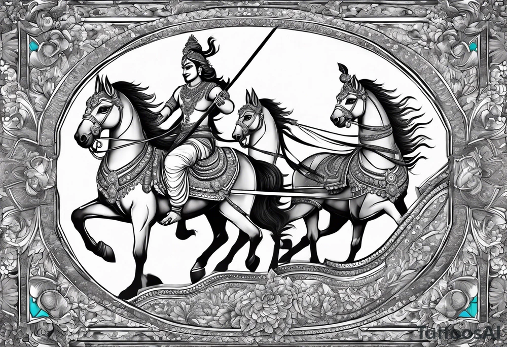 Lord krishna and arjun on a chariot tattoo idea