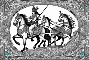 Lord krishna and arjun on a chariot tattoo idea