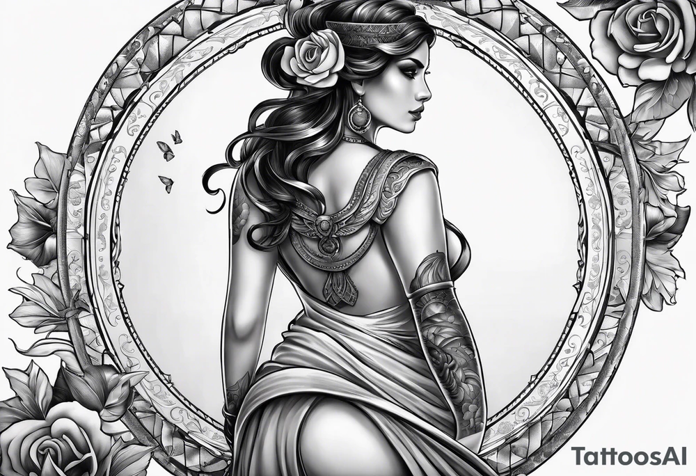 Themis with scales on her entire back tattoo idea
